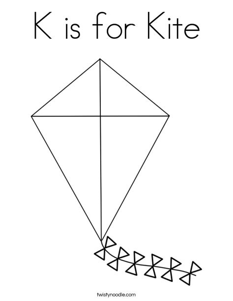 K Is For Kite Coloring Page Twisty Noodle