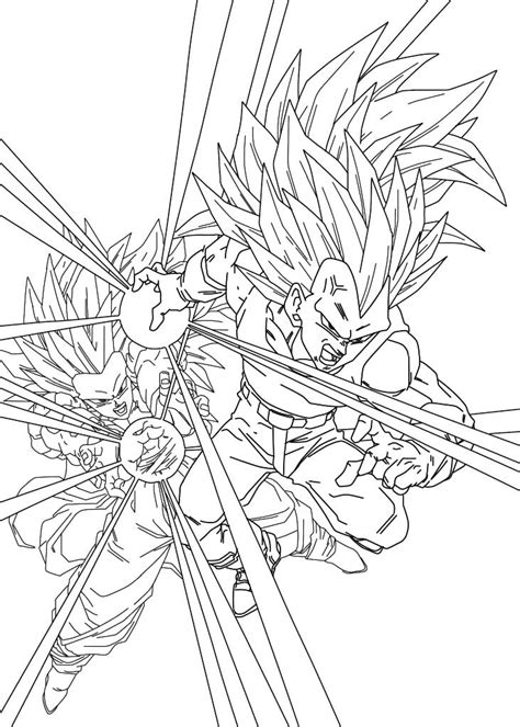 Vegeta And Son Goku Super Saiyajin 3 Dragon Ball Kids Coloring Pages