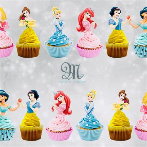 Princess Cupcake Toppers Disney Princesses Cupcake Toppers Etsy