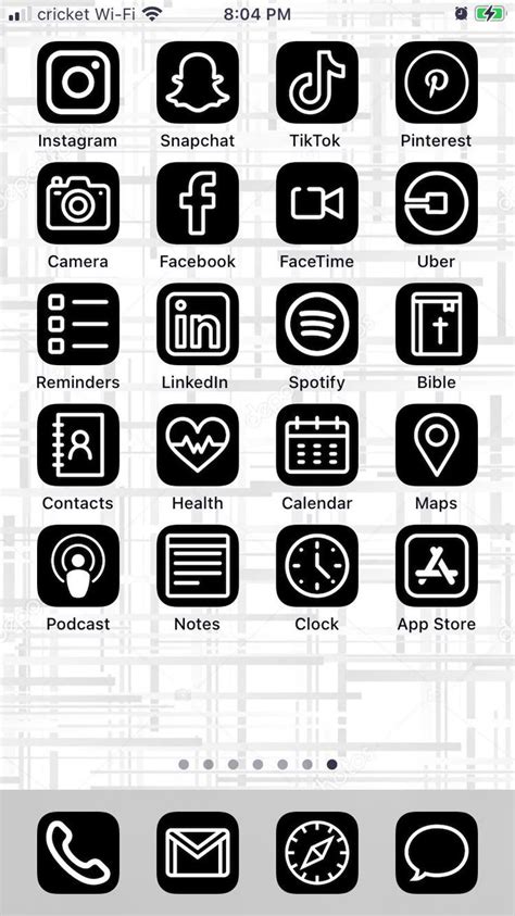 Black and white circular social media icons. Black & White iOS 14 Aesthetic iPhone App Icons - 50 Pack ...