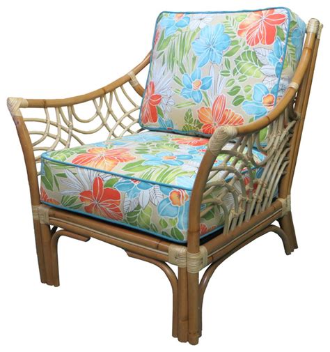 Bali Arm Chair In Natural Clemens Garden Fabric Tropical Armchairs