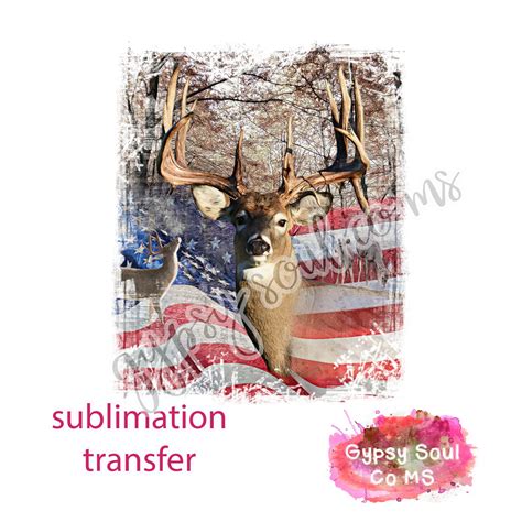 Americana Deer Sublimation Transfer Only Etsy Uk