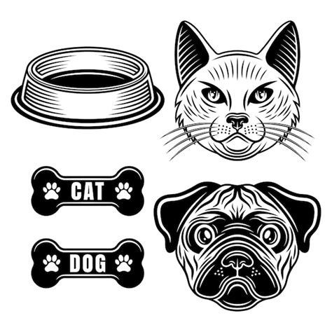 Premium Vector Dog And Cat Set Of Pets Vector Objects Or Design