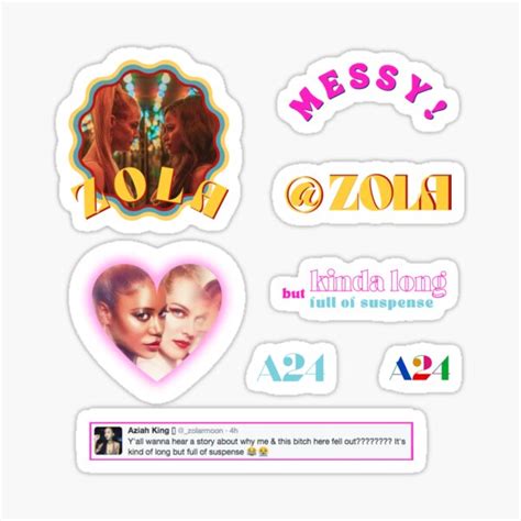Zola A24 Movie Sticker Pack Sticker For Sale By Dreamyposters Redbubble