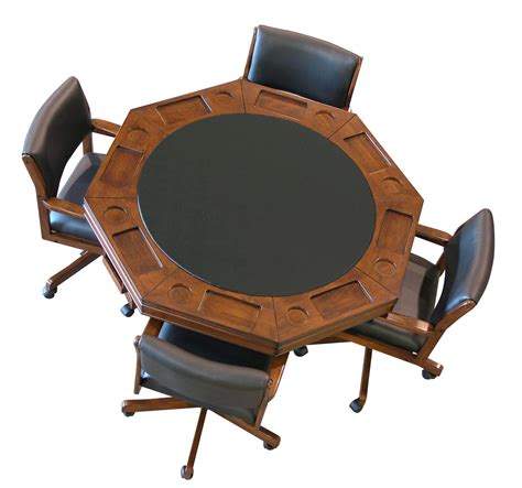 3 In1 Combination Game And Dining Table Set With 4 Rocker Swivel Chairs