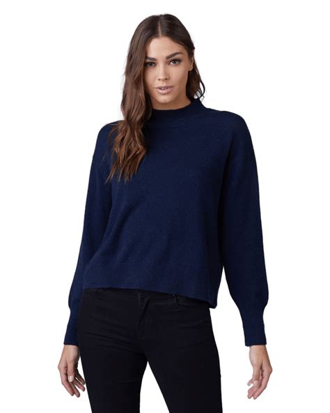 Womens Cashmere Mock Neck Sweater In Navy Dstld