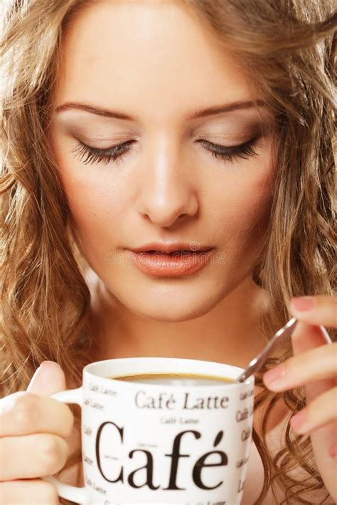 Beautiful Girl Drinking Tea Or Coffee Stock Photo Image Of Cafe