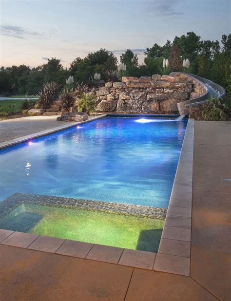 Beautiful Modern Pool With Led Features Spill Over Spa And A