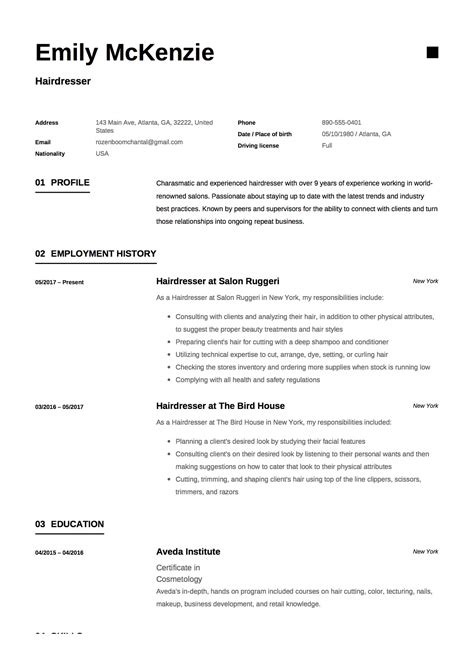 full guide hairdresser resume [ 12 samples ] pdf 2019