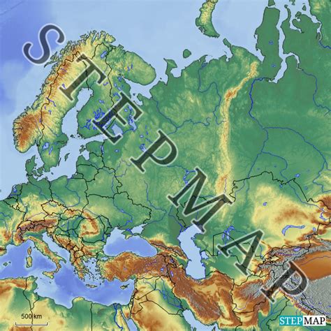 Laminiertes finish zum malen und löschen. StepMap - Grenze zwischen Europa und Asien - Landkarte für ...