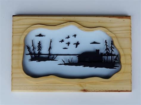 Cabin On The Lake 3 D Silhouette By Woodenscenes On Etsy