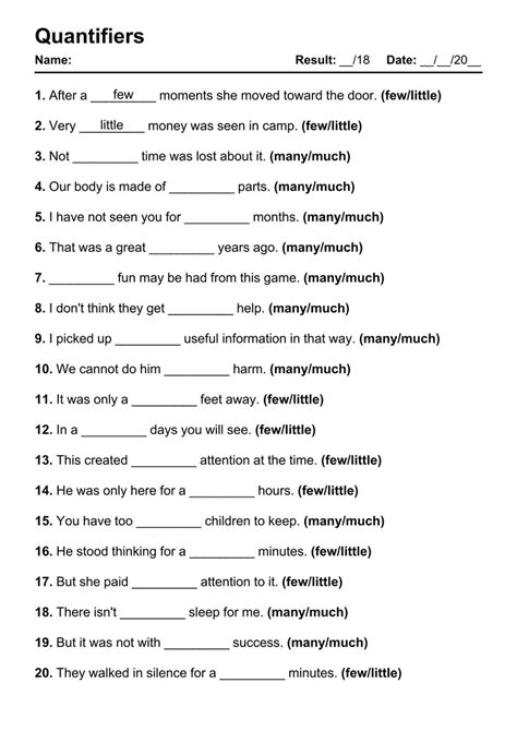 Printable Quantifiers Pdf Worksheets With Answers Grammarism