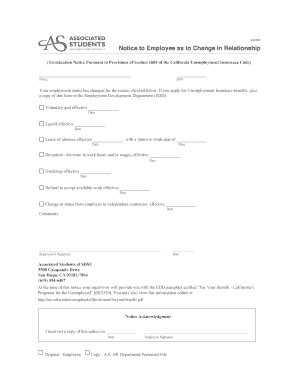 Im in construction industry and have been dealing with the edd since late 2008.and once you recieve the award letter that means you have been found eligible! Fillable Online as sdsu (Termination Notice Pursuant to Provisions of Section 1089 of the ...