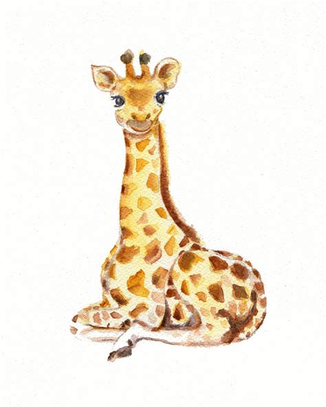 Baby Giraffe Watercolor Print Nursery Wall Decor Giraffe Etsy