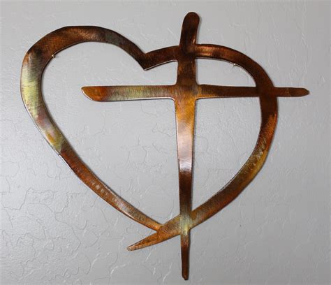 Christian wall crosses for your home decor. Heart & Cross Metal Wall Art Decor