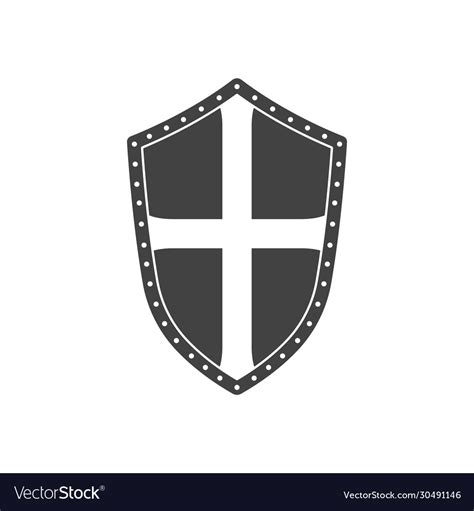 Black Silhouette Isolated Knight Shield Royalty Free Vector