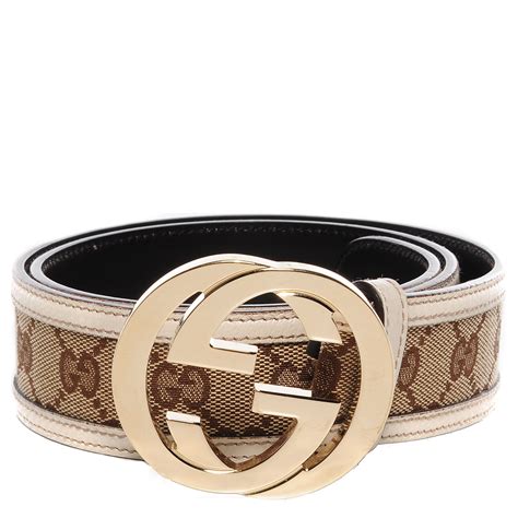 Gucci Monogram Interlocking G Belt 80 32 Off White 91179