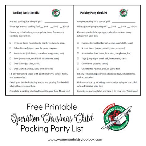 Operation Christmas Child Labels Printable