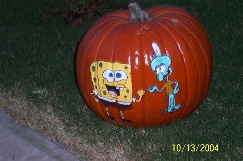 Spongebob And Squidward Painted Pumpkin 2004 Painted Pumpkins