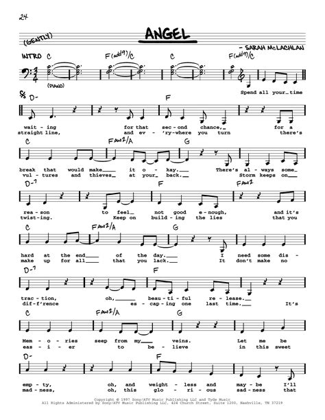 Angel Sheet Music Sarah Mclachlan Real Book Melody Lyrics And Chords