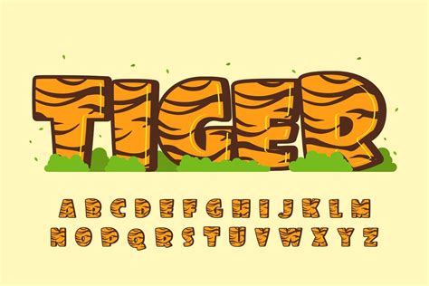 Decorative Tiger Font And Alphabet With Tiger Patterns 7163951 Vector
