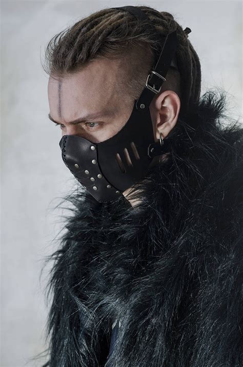 Cyberpunk Mask Leather Mask Gothic Fetish Muzzle Half Face Etsy
