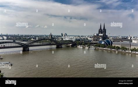 The Bridges Over River Rhine In Cologne City Of Cologne Germany