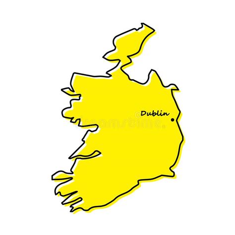 Simple Outline Map Of Ireland With Capital Location Stock Vector
