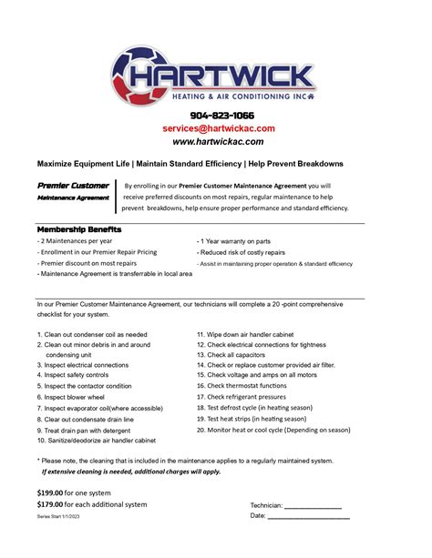 Preventative Maintenance Agreements Hartwick Heating And Air