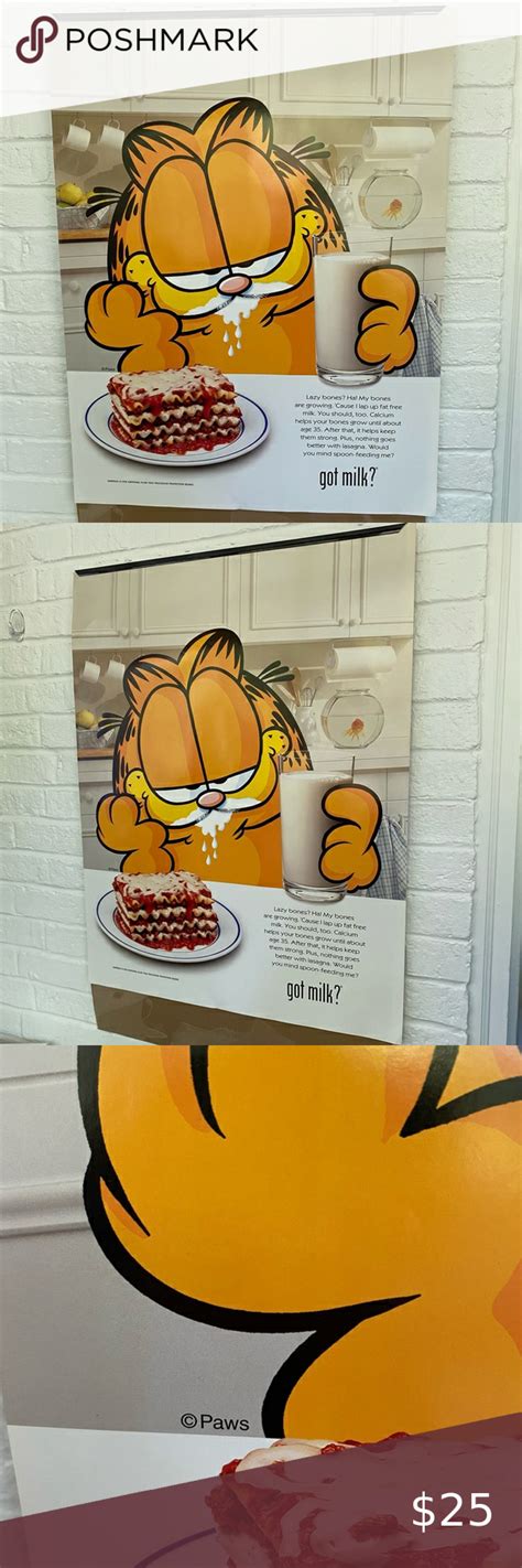 Garfield Got Milk Vintage Full Size Promo Poster Got Milk Vintage