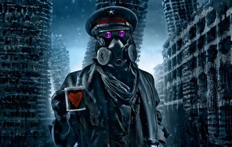 Wallpaper Winter Snow Art Mug Gas Mask Captain Ruins Heart