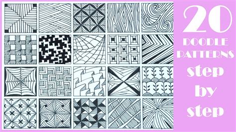 Easy zentangle patterns for beginners step by step instructions from the experts! 20 EASY Doodle Patterns | Step by Step | Zentangle patterns - YouTube