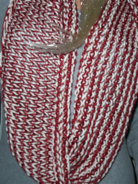 Hand Knitted Candy Cane Infinity Scarf Lightweight By Knitsbyle