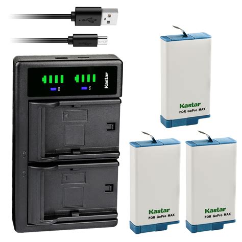 kastar 3 pack battery and ltd2 usb charger compatible with gopro max