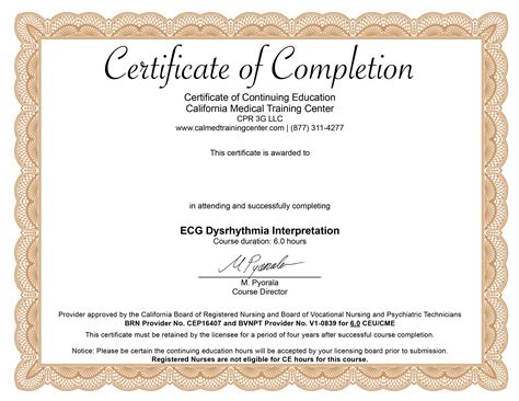 ECG Dysrhythmia Interpretation Certificate - California Medical ...