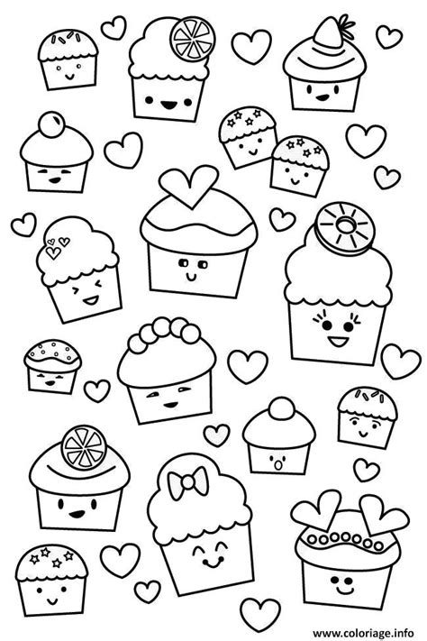Coloriage kawaii cupcake muffins  JeColorie.com
