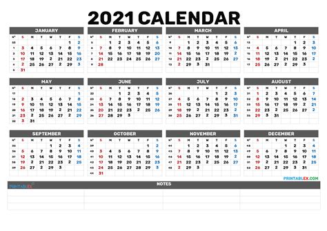 Printable 5 By 8 2021 Calendar 85 X 11 Inch Bold 2021 Calendar By