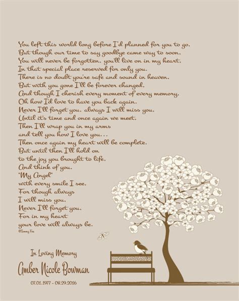 Memorial trees, pet loss trees, tribute trees Loss of Daughter-Loss of Son-Memorial Poem-Sympathy Gift ...