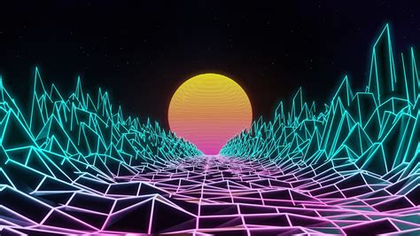 Neon Retrowave Synthwave Digital Art Cyan Pink Hd Wallpaper