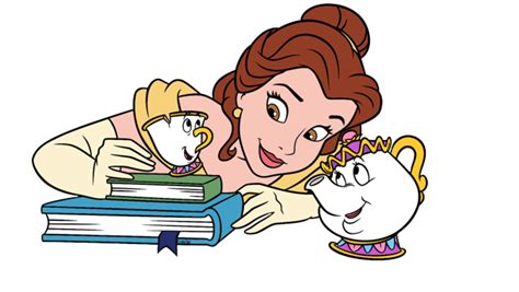 Belle And Mrs Potts And Chip The Teacup With Books Disney Movie