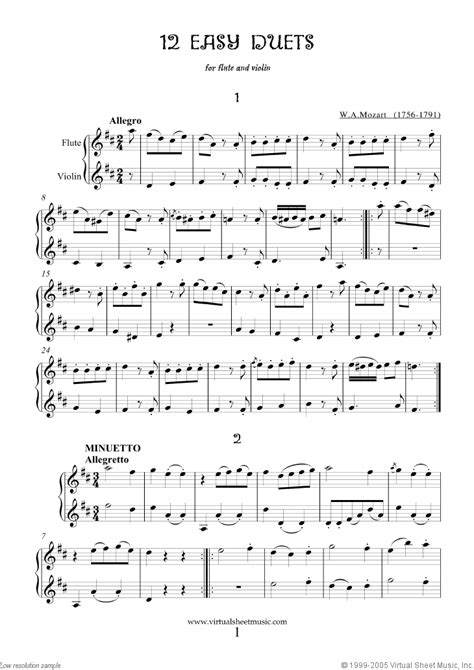Mozart Easy Duets Sheet Music For Flute And Violin Pdf