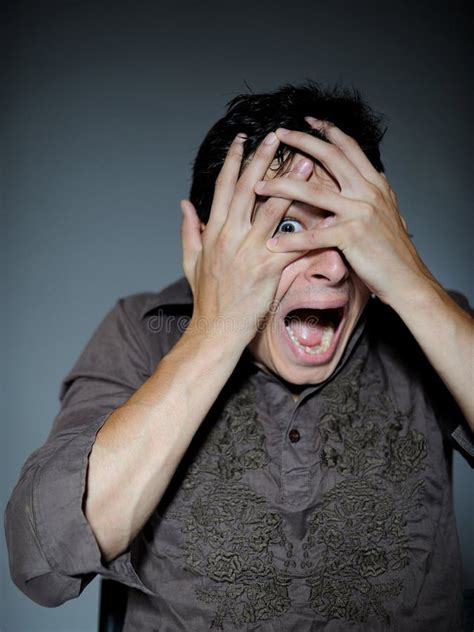 Expressions Man Is Terrified And Feeling Fear Stock Photo Image Of
