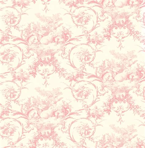 Brewster Wallcovering Kennedy Pink Modern Toile Wallpaper Wallpaper