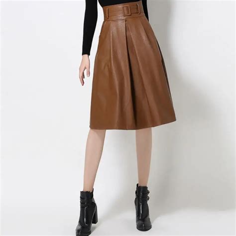 Pu Leather Skirt Women Casual Faux Leather Skirts A Line Female Short