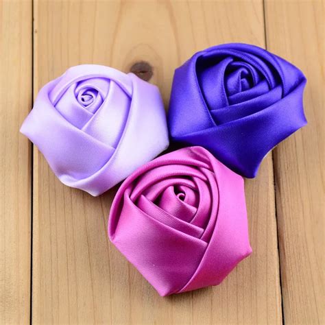 2 inch big satin ribbon rose flower 39color handmade smooth rosette use in garment corsage