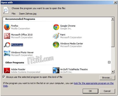 Choose Default Always Use Program To Open File In Windows