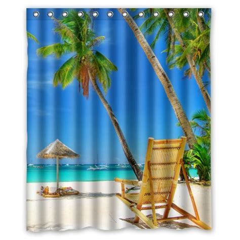 See more ideas about palm tree bathroom, palm, palm trees. GreenDecor Beach Palm Tree Waterproof Shower Curtain Set ...