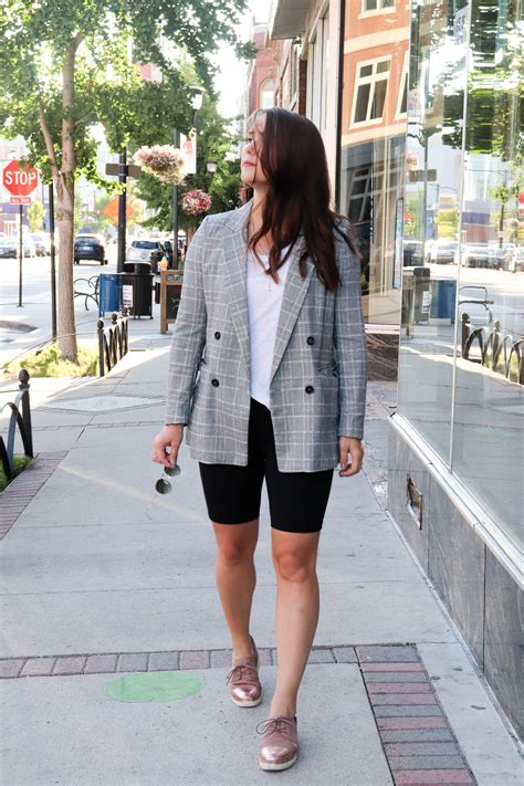 bike shorts and blazer outfit trying something new casual style outfits curvy outfits street