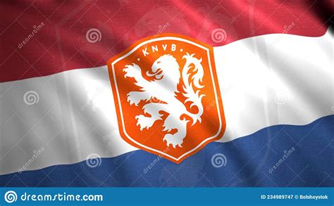 Netherlands National Football Team Flag Abstract Fabric With Ripples