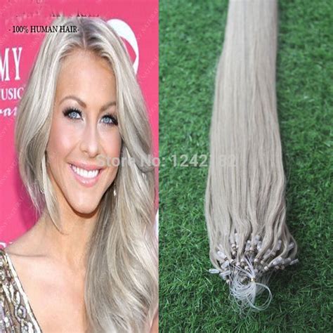 Micro Loop Ring Links Remy Straight Silver Grey Human Hai Extensions